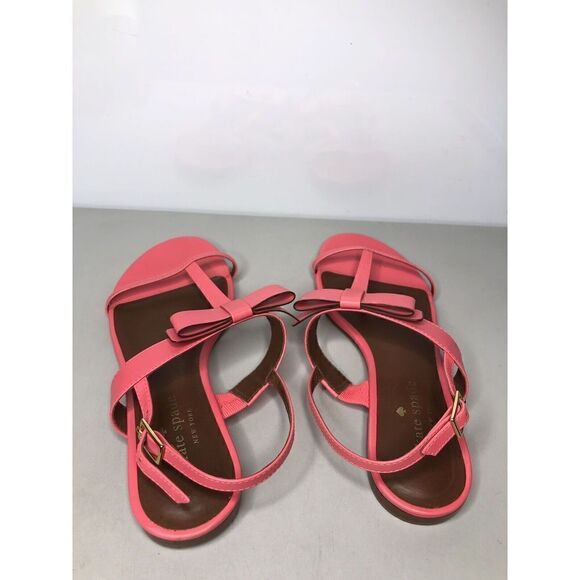 Kate Spade Hot Pink Leather Bow Open Toe Strap Sandals Women Sz 6.5MUS/37EU - Picture 9 of 16